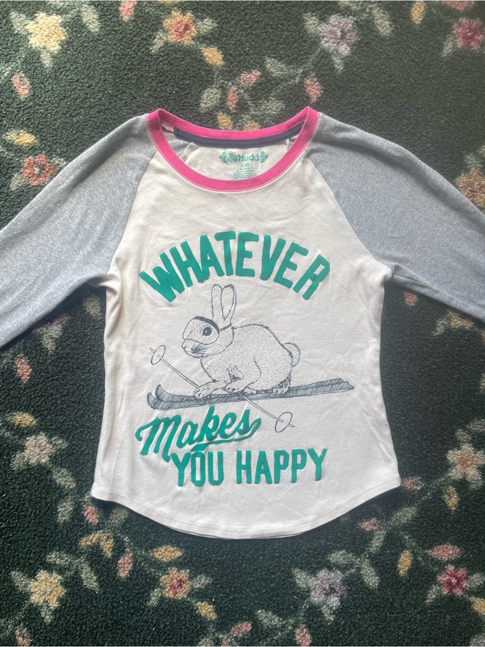 Whimsical Skiing Rabbit Graphic Long Sleeve